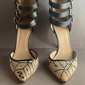 JCrew Collection Woven Two Piece 3 Ankle Strap Pumps
